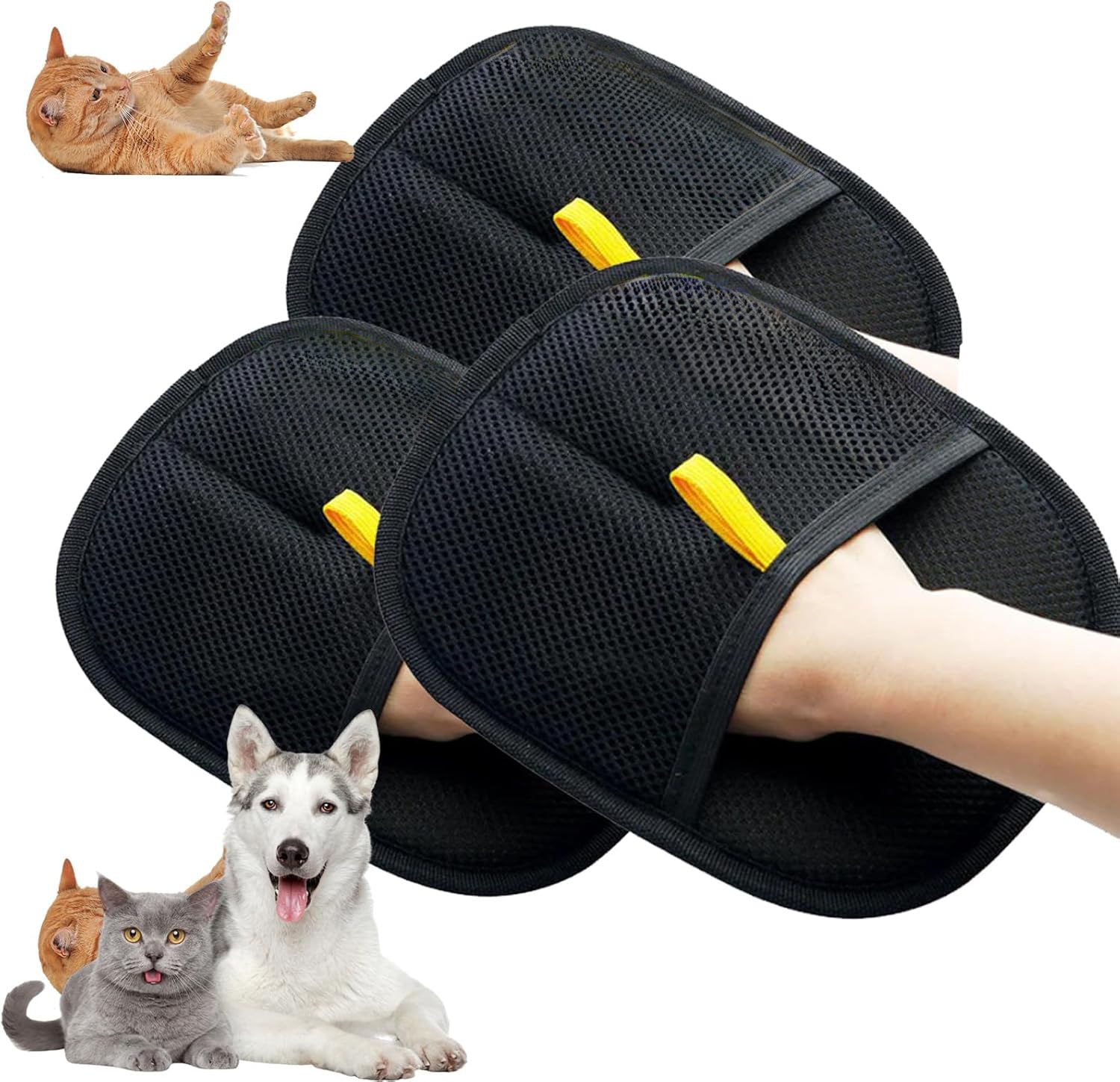 KFX-7903677 Pet Hair Removal Electrostatic Gloves with Two-Way Bristles for Cats and Dogs