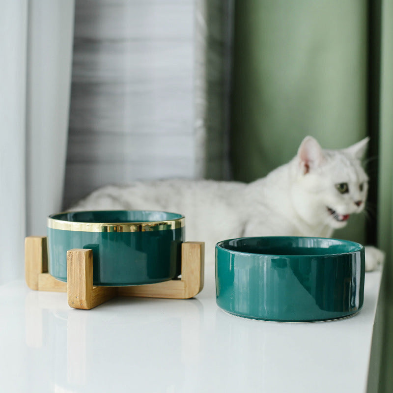 KFX-7904061 Elegant Ceramic Cat Bowl for Food and Water - 400 ML & 850 ML Capacity Available