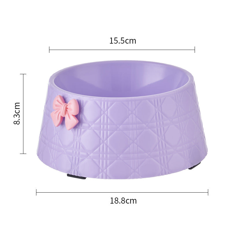 KFX-7905341 Diamond Pattern Pet Feeding Bowl with Bowknot Design for Dogs and Cats