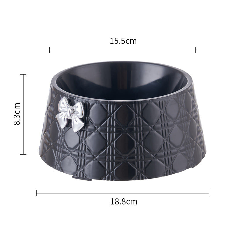 KFX-7905341 Diamond Pattern Pet Feeding Bowl with Bowknot Design for Dogs and Cats