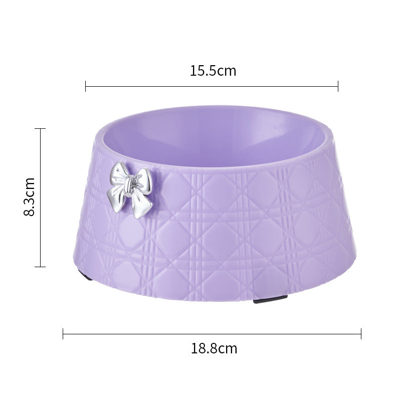 KFX-7905341 Diamond Pattern Pet Feeding Bowl with Bowknot Design for Dogs and Cats