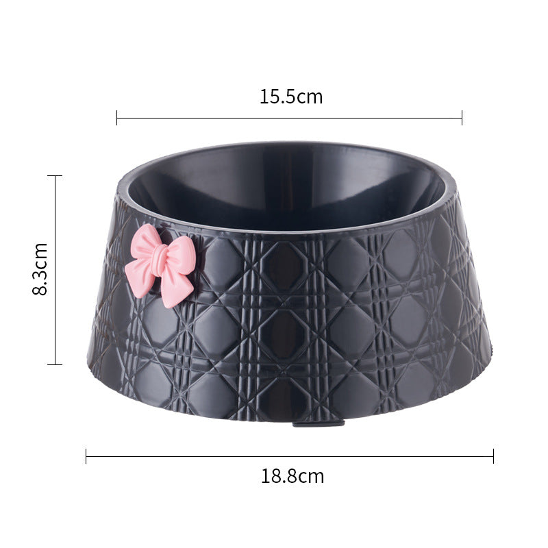 KFX-7905341 Diamond Pattern Pet Feeding Bowl with Bowknot Design for Dogs and Cats