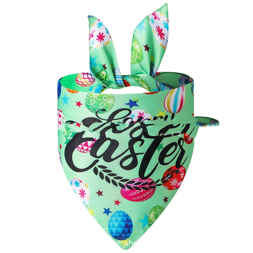 KFX-7905469 Easter Bunny Triangular Bandage Towel for Dogs - Polyester, Size L 70*48*48 cm, Neck Circumference 15-52 cm