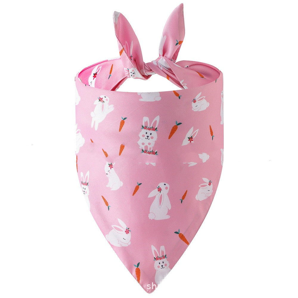 KFX-7905469 Easter Bunny Triangular Bandage Towel for Dogs - Polyester, Size L 70*48*48 cm, Neck Circumference 15-52 cm