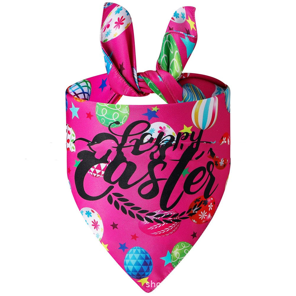 KFX-7905469 Easter Bunny Triangular Bandage Towel for Dogs - Polyester, Size L 70*48*48 cm, Neck Circumference 15-52 cm