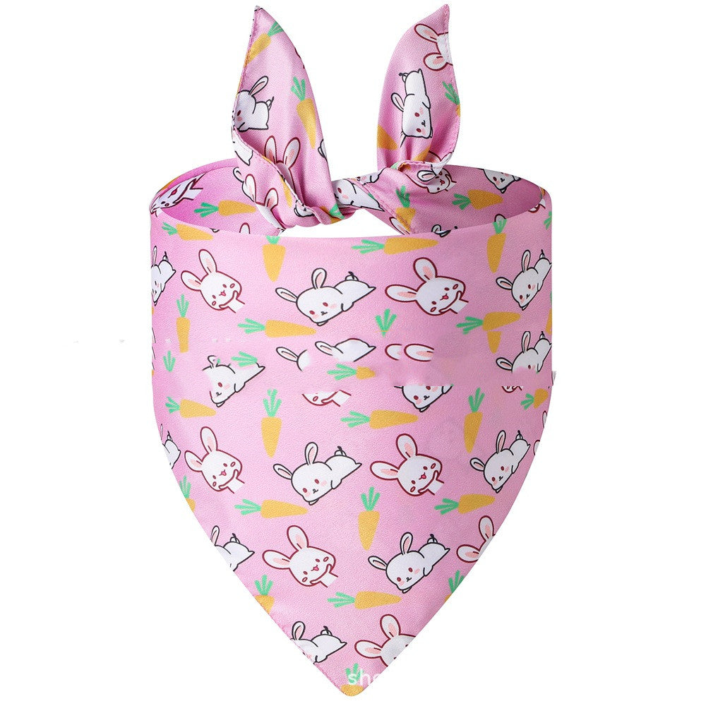 KFX-7905469 Easter Bunny Triangular Bandage Towel for Dogs - Polyester, Size L 70*48*48 cm, Neck Circumference 15-52 cm