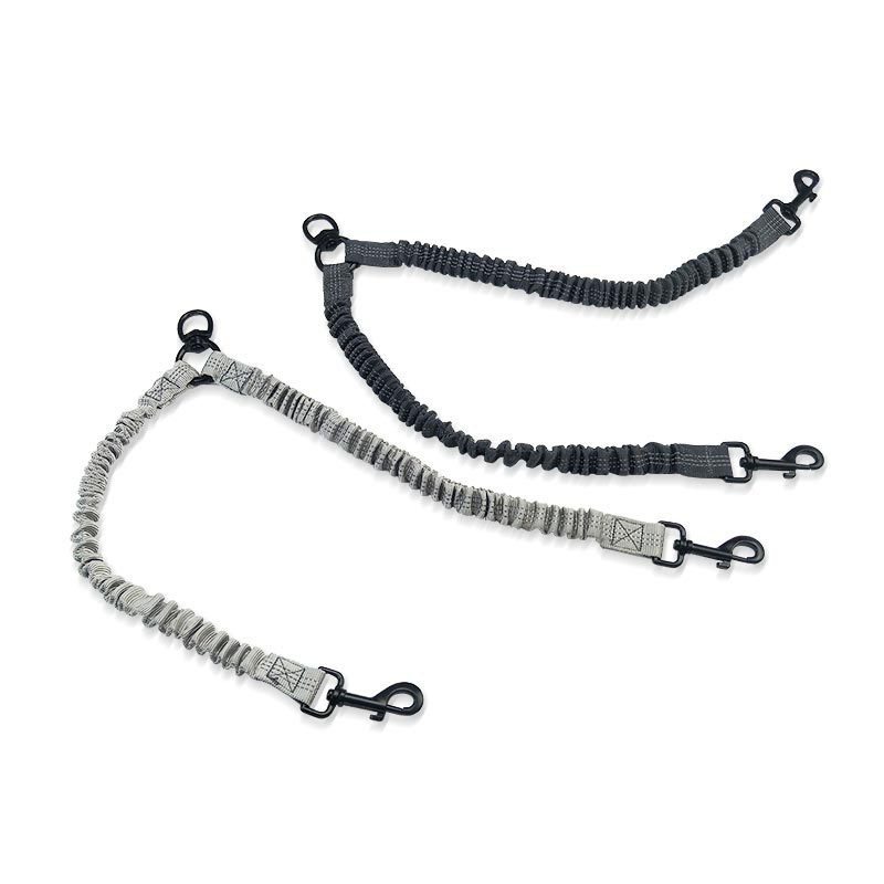 KFX-7907645 Reflective Double-Headed Telescopic Dog Leash - Adjustable Length, Durable Polyester Material, Light and Dark Gray