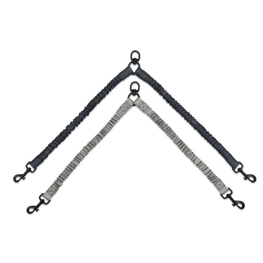 KFX-7907645 Reflective Double-Headed Telescopic Dog Leash - Adjustable Length, Durable Polyester Material, Light and Dark Gray
