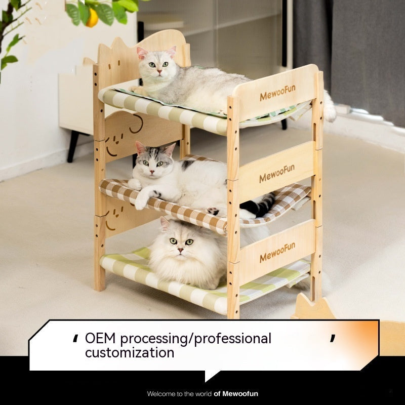 KFX-7907901 Summer Universal Pet Bed for Cats and Small Dogs - Multi-layer Wooden Design