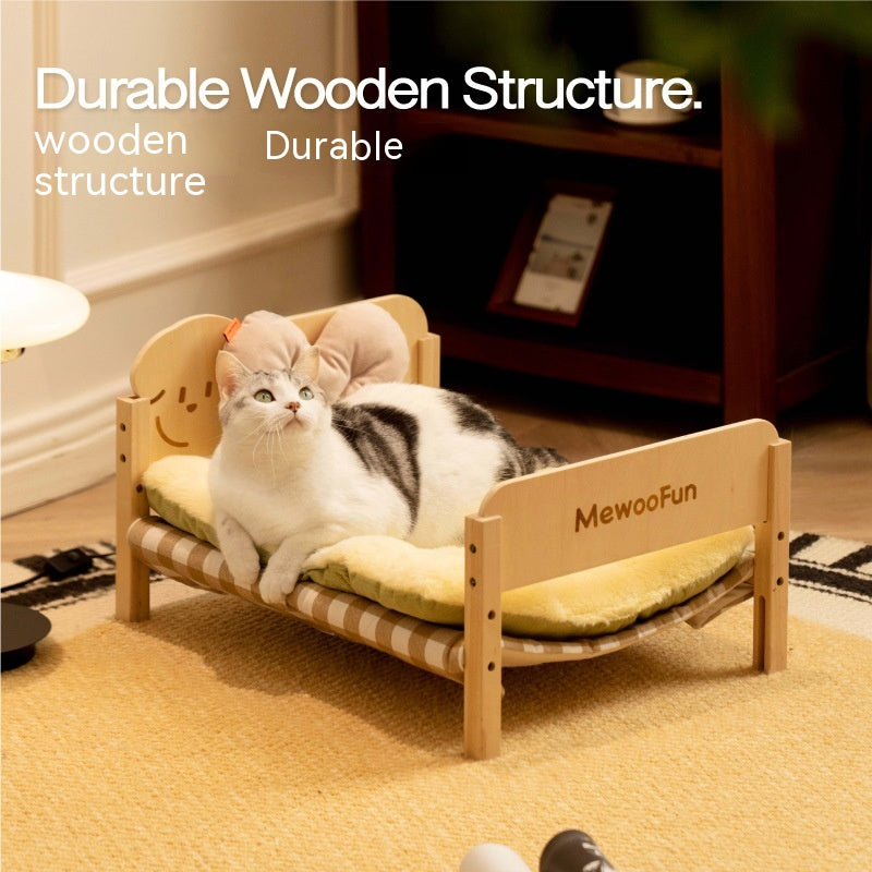 KFX-7907901 Summer Universal Pet Bed for Cats and Small Dogs - Multi-layer Wooden Design