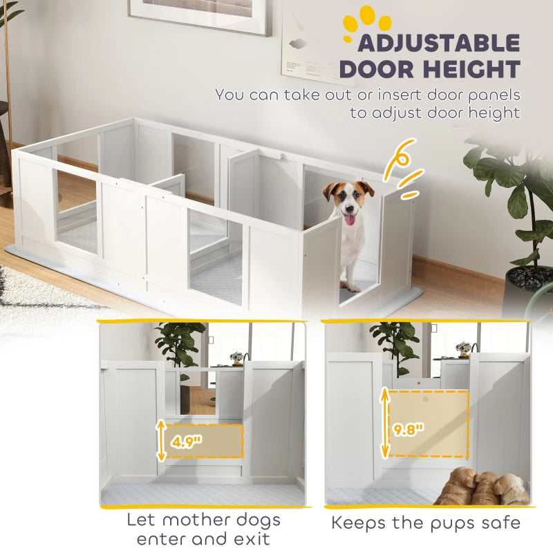 KFX-7909309 Double Room Whelping Box for Small Dogs with Waterproof Pad