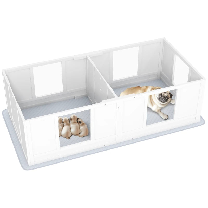 KFX-7909309 Double Room Whelping Box for Small Dogs with Waterproof Pad