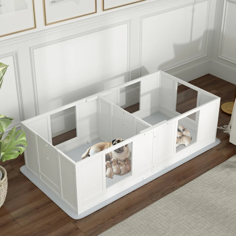KFX-7909309 Double Room Whelping Box for Small Dogs with Waterproof Pad