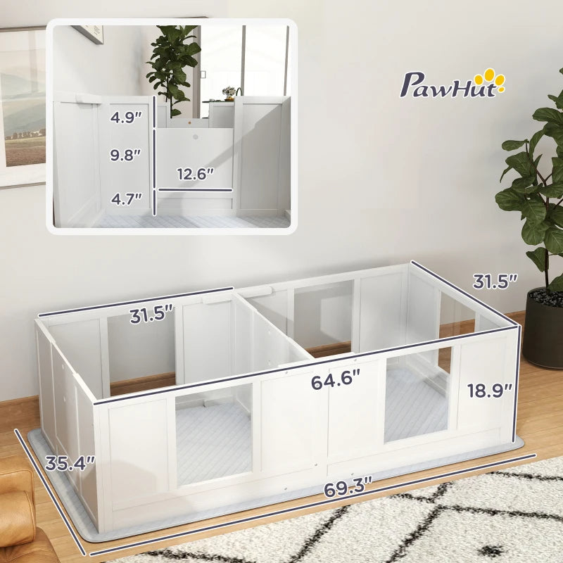 KFX-7909309 Double Room Whelping Box for Small Dogs with Waterproof Pad