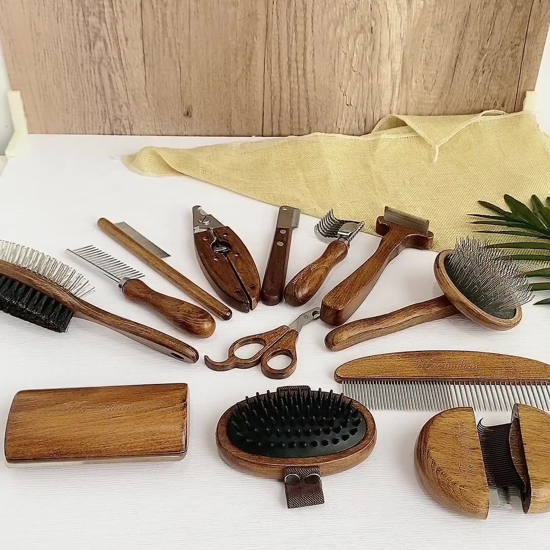 KFX-7909437 Solid Wood Pet Comb – Various Sizes and Styles for Effective Hair Removal