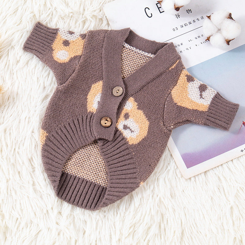 KFX-7911613 Cozy Casual Sweater for Small Dogs in Red and Brown – Various Sizes Available