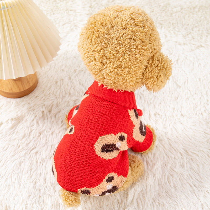 KFX-7911613 Cozy Casual Sweater for Small Dogs in Red and Brown – Various Sizes Available