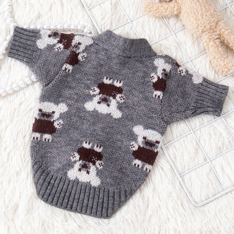 KFX-7911613 Cozy Casual Sweater for Small Dogs in Red and Brown – Various Sizes Available