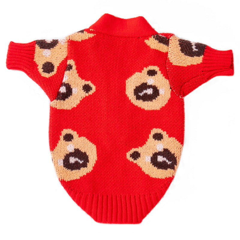 KFX-7911613 Cozy Casual Sweater for Small Dogs in Red and Brown – Various Sizes Available