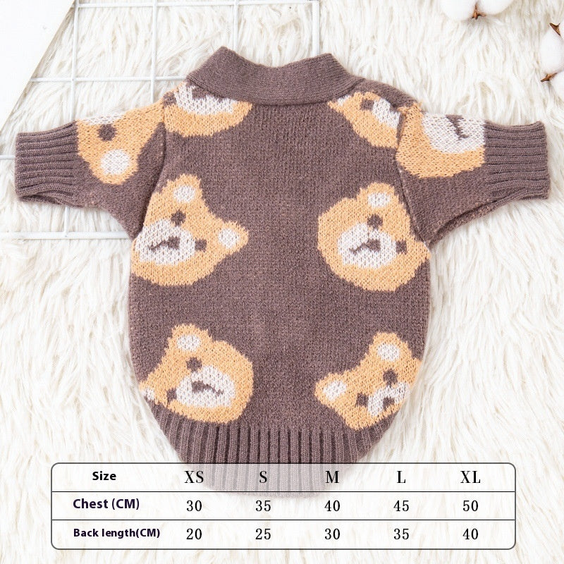 KFX-7911613 Cozy Casual Sweater for Small Dogs in Red and Brown – Various Sizes Available