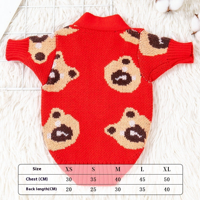 KFX-7911613 Cozy Casual Sweater for Small Dogs in Red and Brown – Various Sizes Available