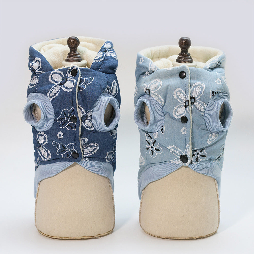 KFX-7911997 Stylish Cotton Pet Denim Jacket in Dark Blue and Light Blue, Sizes S to 2XL