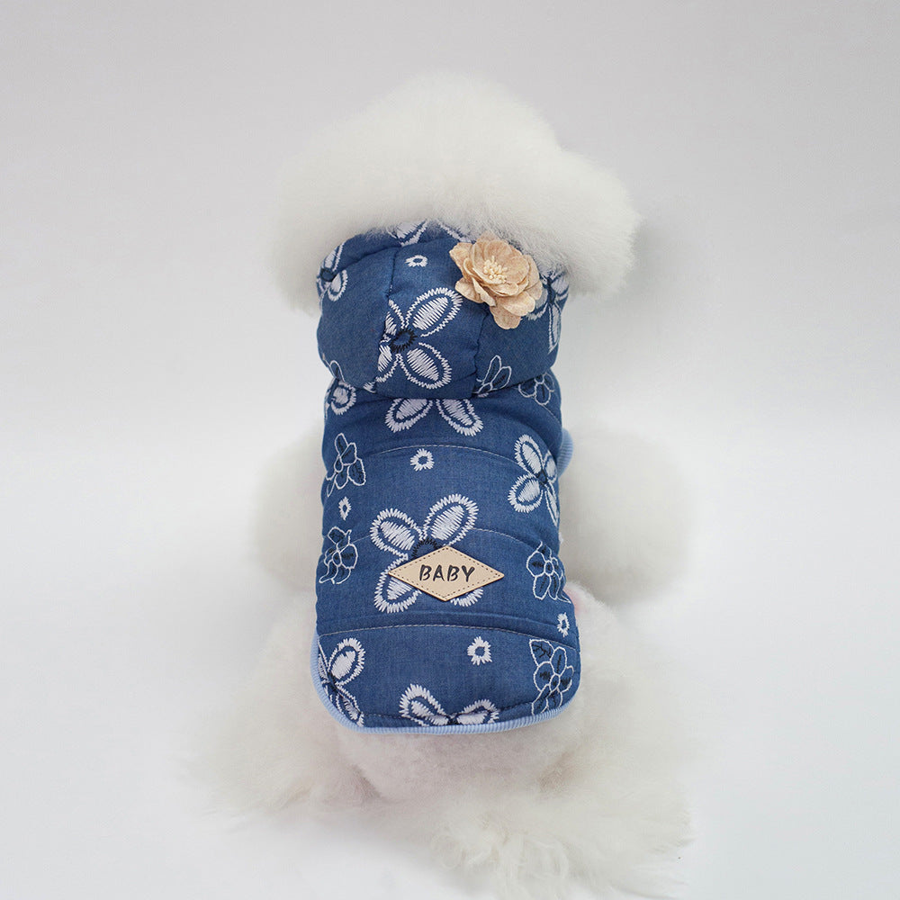 KFX-7911997 Stylish Cotton Pet Denim Jacket in Dark Blue and Light Blue, Sizes S to 2XL