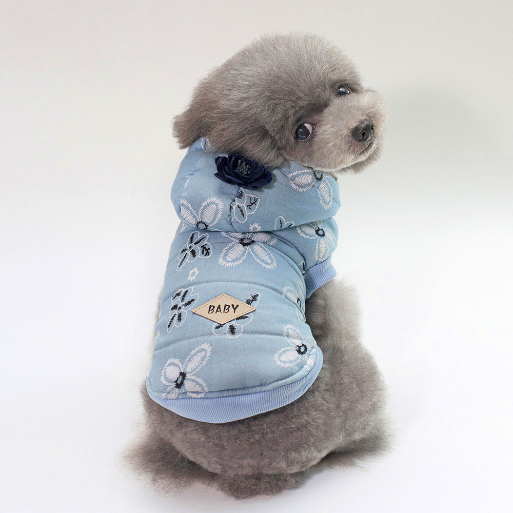 KFX-7911997 Stylish Cotton Pet Denim Jacket in Dark Blue and Light Blue, Sizes S to 2XL