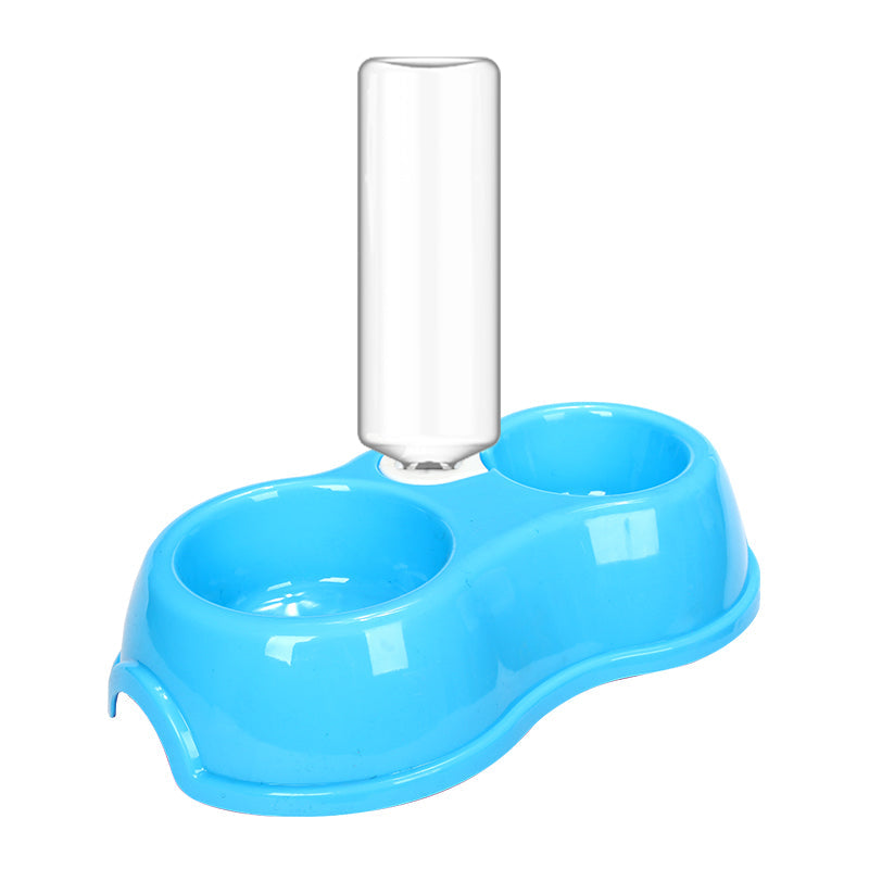 KFX-7913789 Pet Feeding Station with Double Bowls and Automatic Water Refill, 15° Angle Tilt, Safe PP Material