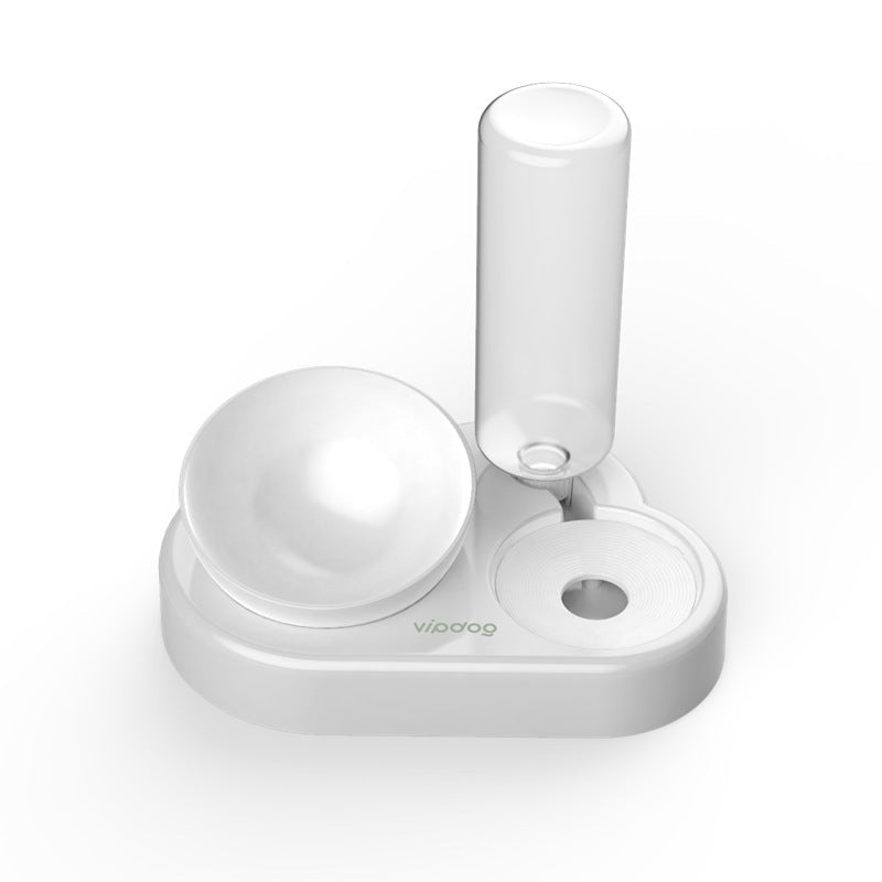 KFX-7913789 Pet Feeding Station with Double Bowls and Automatic Water Refill, 15° Angle Tilt, Safe PP Material