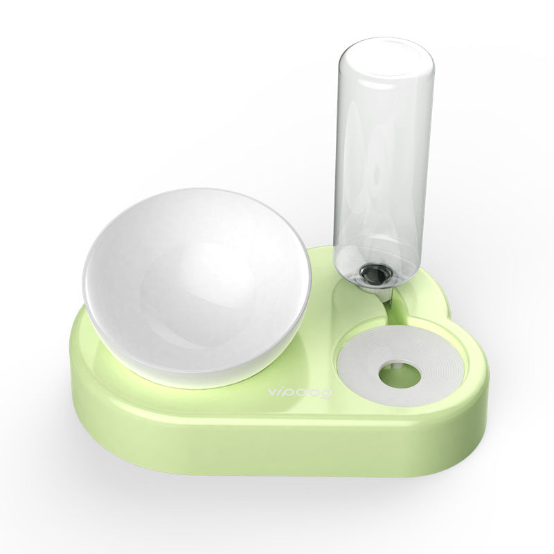 KFX-7913789 Pet Feeding Station with Double Bowls and Automatic Water Refill, 15° Angle Tilt, Safe PP Material