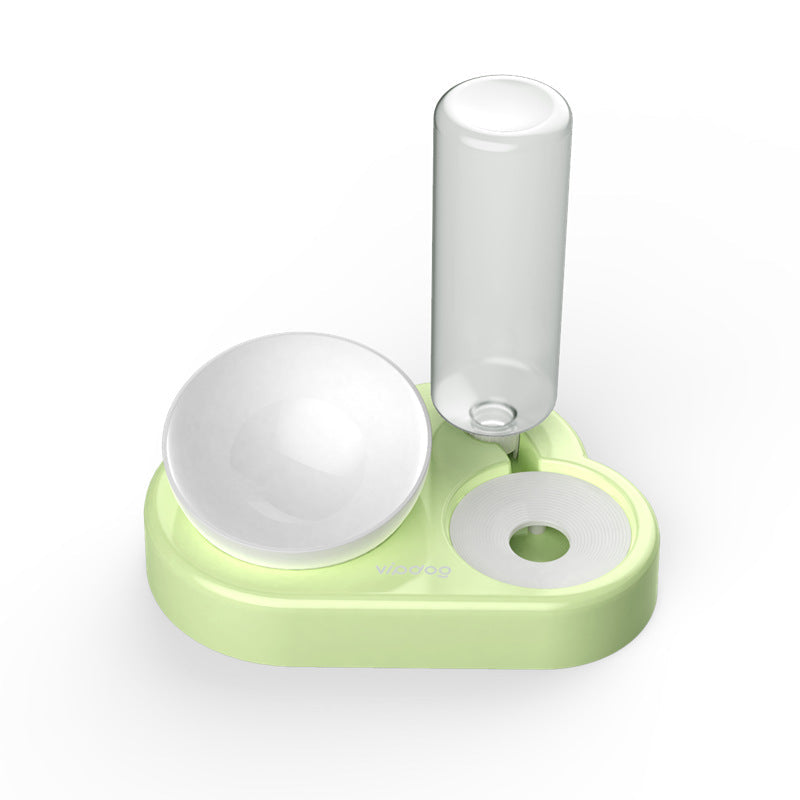 KFX-7913789 Pet Feeding Station with Double Bowls and Automatic Water Refill, 15° Angle Tilt, Safe PP Material