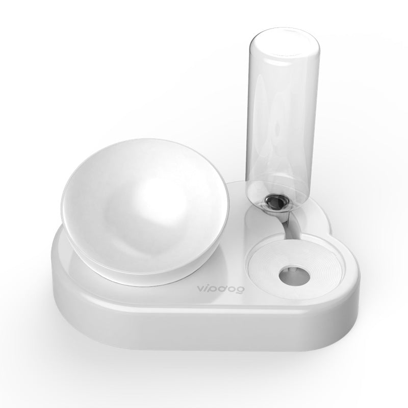 KFX-7913789 Pet Feeding Station with Double Bowls and Automatic Water Refill, 15° Angle Tilt, Safe PP Material