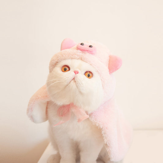 KFX-7914173 Casual Pink Cloak for Kittens and Adult Cats, Autumn and Winter Pet Apparel