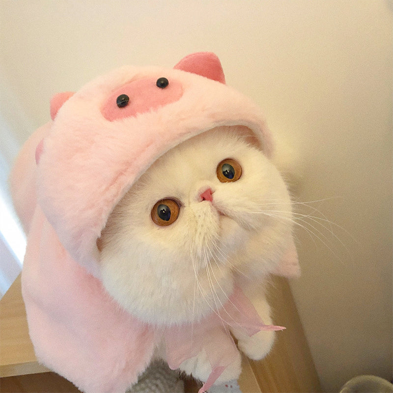 KFX-7914173 Casual Pink Cloak for Kittens and Adult Cats, Autumn and Winter Pet Apparel