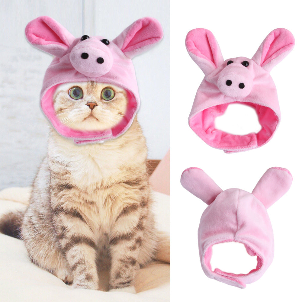 KFX-7915837 Cartoon-Style Plush Pet Hat for Cats and Dogs - Average Size Curly Hair Design