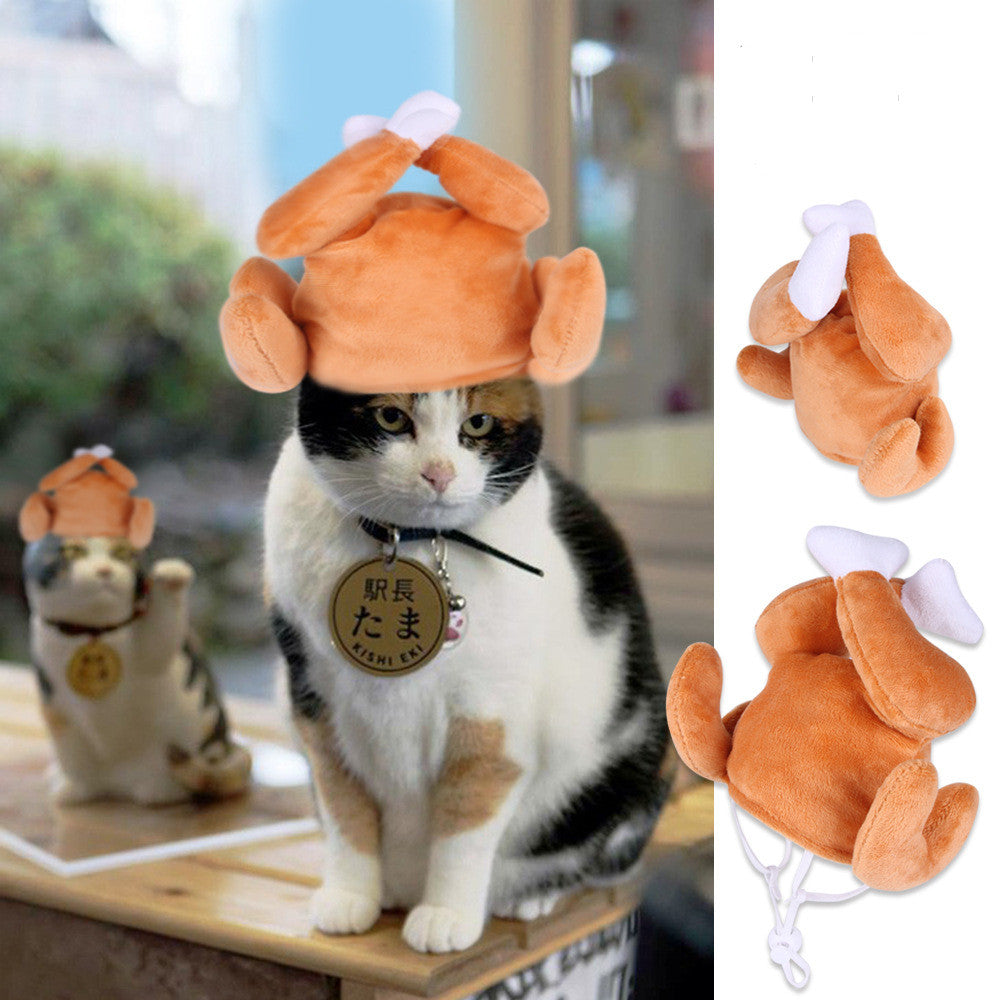 KFX-7915837 Cartoon-Style Plush Pet Hat for Cats and Dogs - Average Size Curly Hair Design