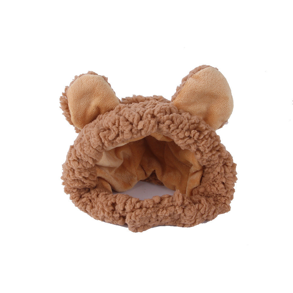 KFX-7915837 Cartoon-Style Plush Pet Hat for Cats and Dogs - Average Size Curly Hair Design