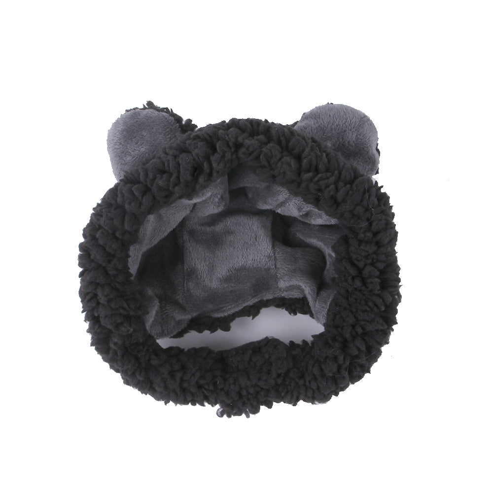 KFX-7915837 Cartoon-Style Plush Pet Hat for Cats and Dogs - Average Size Curly Hair Design