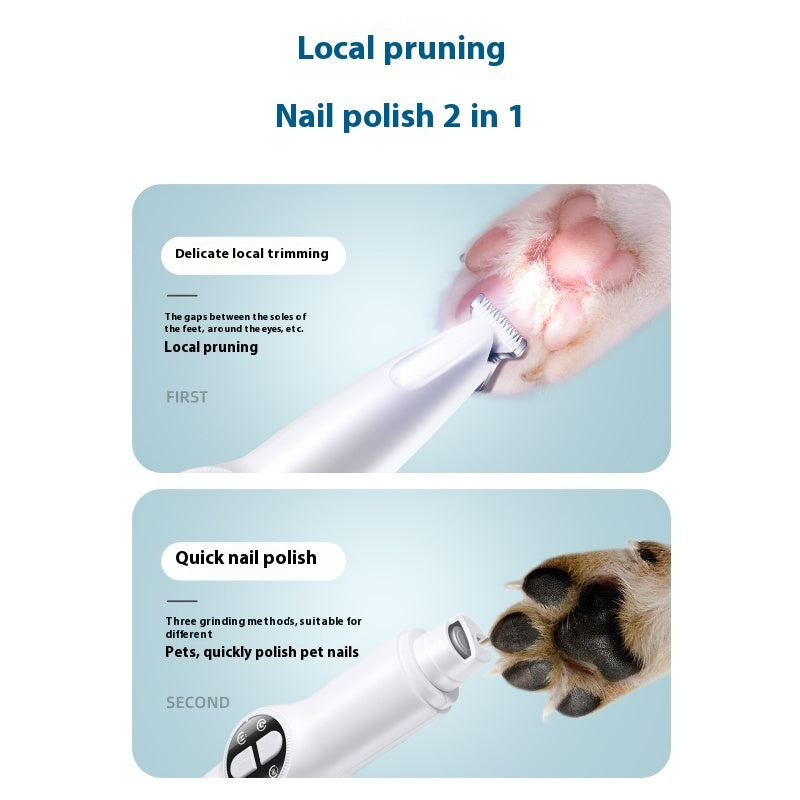 KFX-7917373 Rechargeable Two-in-One Cat Nail Shaver and Trimmer with Cleaning Brush and Charging Cable