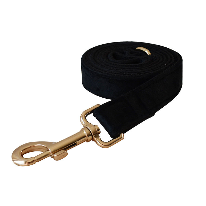 KFX-7918653 Black Flannel Dog Harness with Gold Buckle - Adjustable Chest Strap for Small to XL Pets