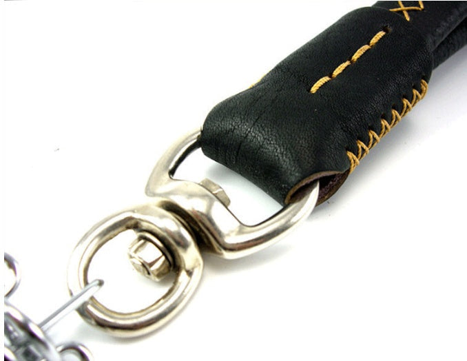 KFX-7919165 Durable Leather Traction Rope with Swivel Hook for Medium & Large Dogs