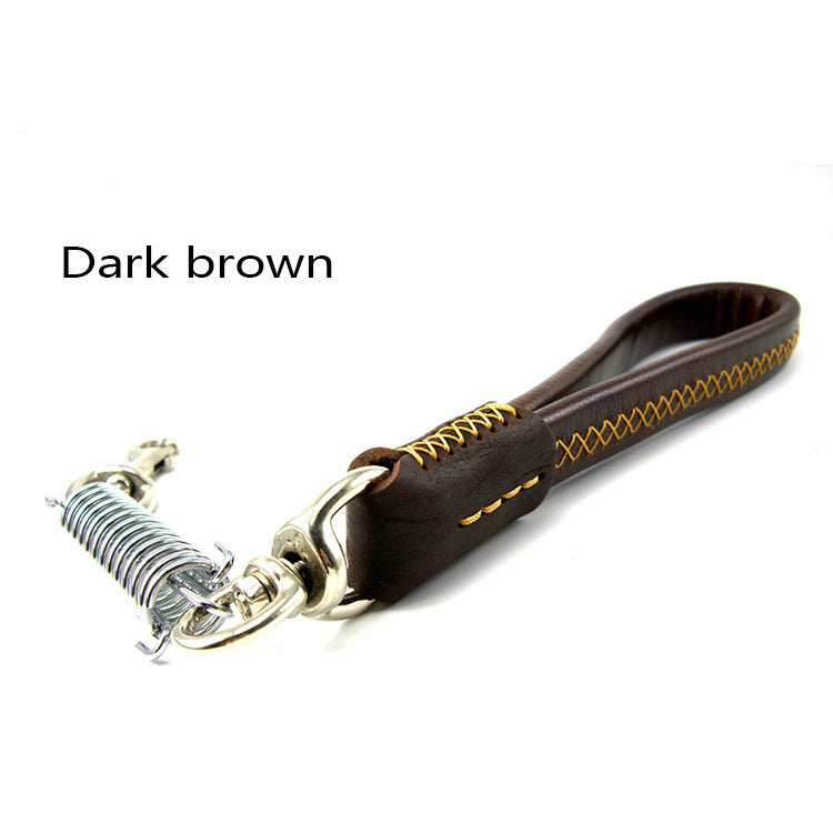 KFX-7919165 Durable Leather Traction Rope with Swivel Hook for Medium & Large Dogs