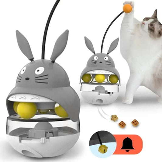 KFX-7920189 Interactive Cat Feeder Toy with Sounding Bell for Indoor Fun and Exercise