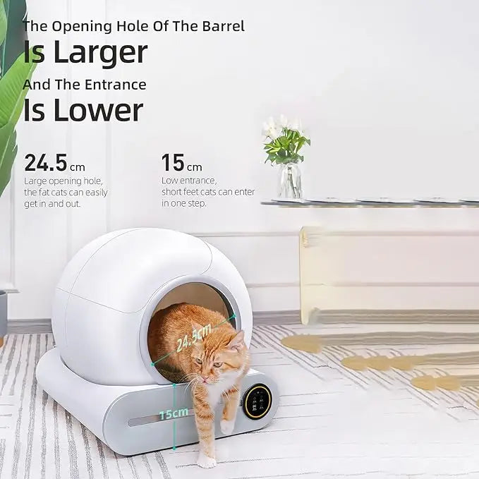 KFX-792275 Smart Automatic Cat Litter Box with 65L Capacity and App Control for Multiple Cats