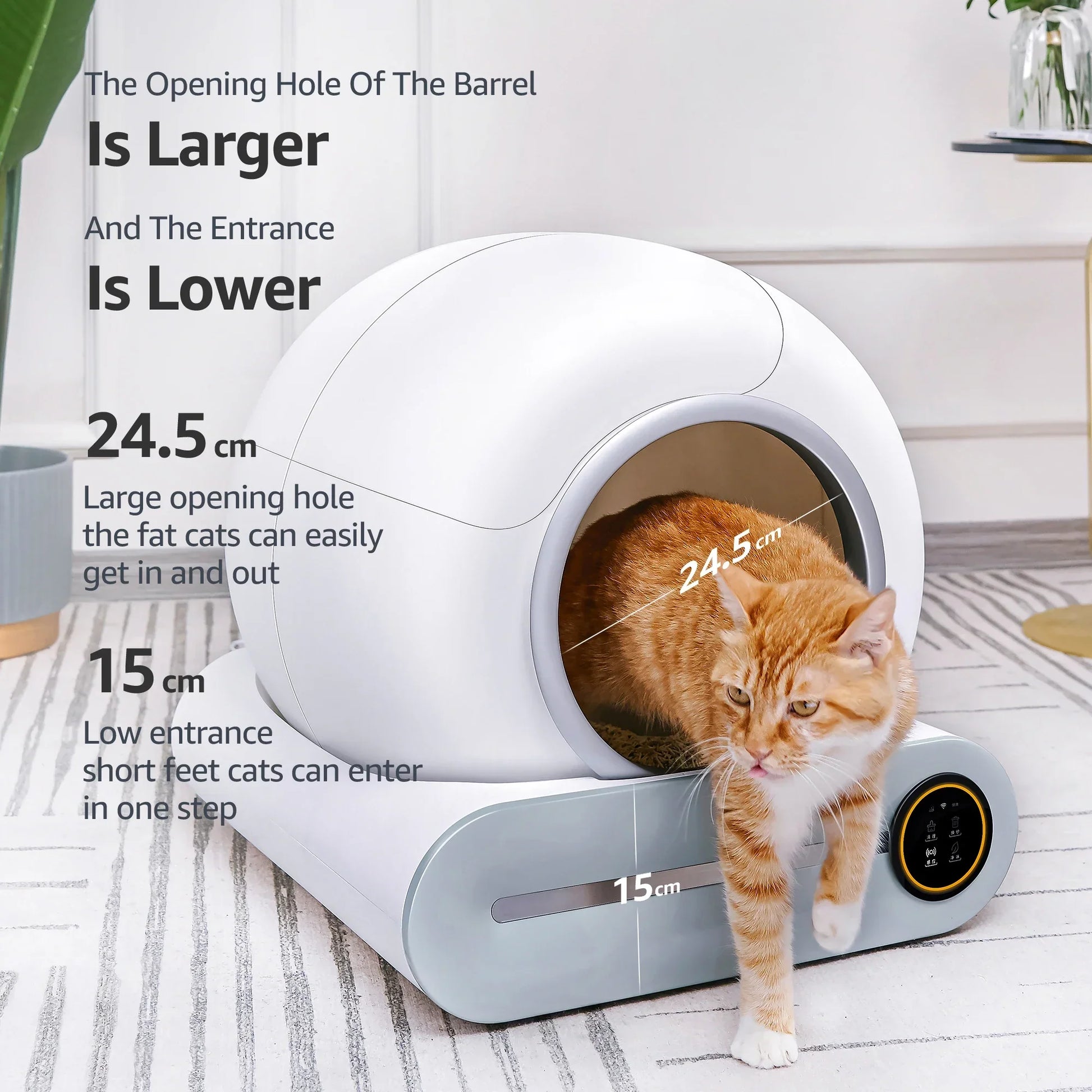 KFX-792275 Smart Automatic Cat Litter Box with 65L Capacity and App Control for Multiple Cats