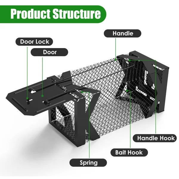 KFX-7923005 Humane Mouse Trap Cage - Non-Lethal Metal Rodent Catcher for Indoor and Outdoor Use