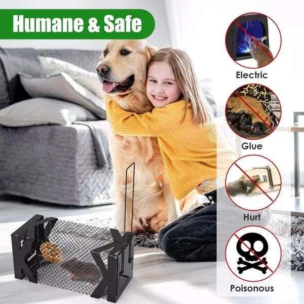 KFX-7923005 Humane Mouse Trap Cage - Non-Lethal Metal Rodent Catcher for Indoor and Outdoor Use