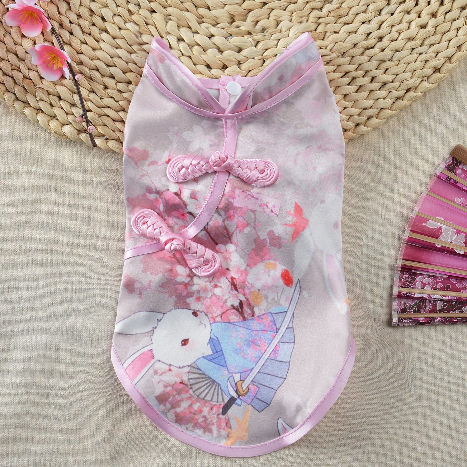 KFX-7923773 Chinese Style Summer Pet Cheongsam Skirt in Various Floral Patterns, Cotton Fabric
