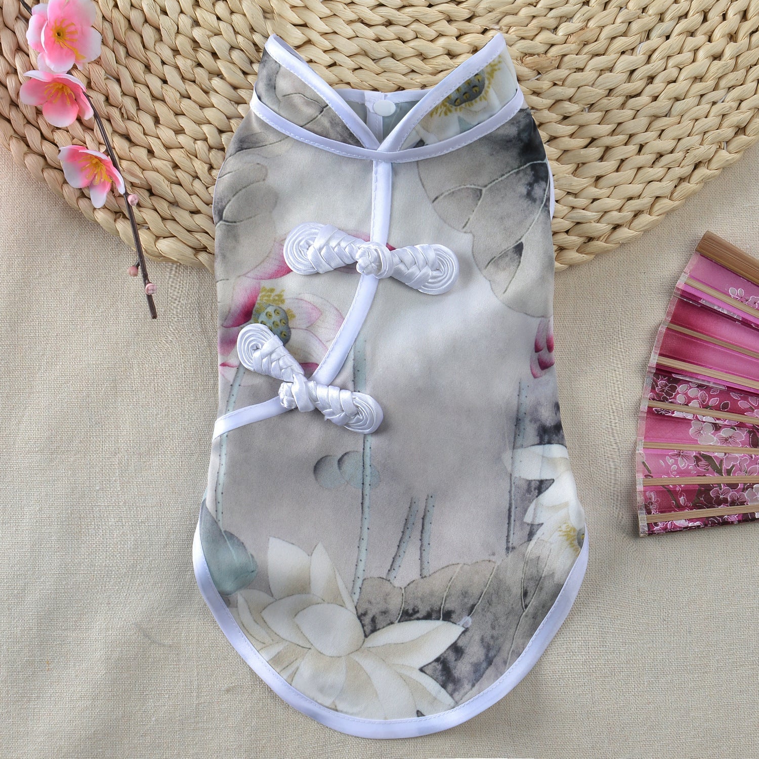 KFX-7923773 Chinese Style Summer Pet Cheongsam Skirt in Various Floral Patterns, Cotton Fabric